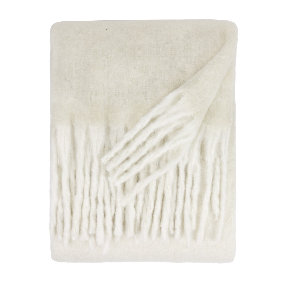 image 1 of Furn Cozy Woven Tasselled Throw | Cream | Ecru | 1