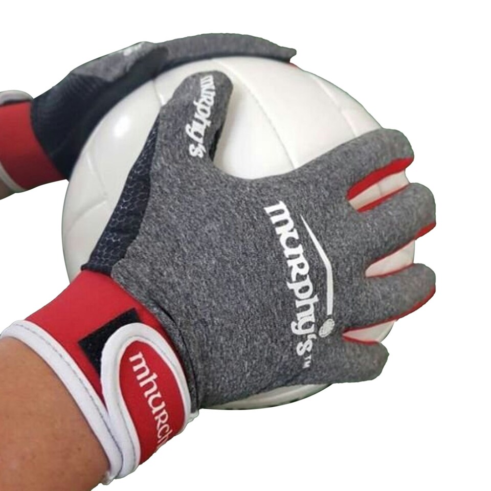 image 1 of Murphys Unisex Adult Contrast Gaelic Gloves - Grey/Red/White - XL
