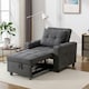 image 8 of Hudson 1-Seater Sofa Bed Linen Fabric with Cup Holders (Grey)
