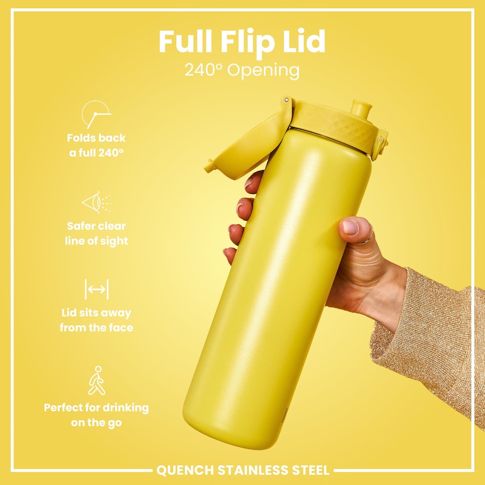 image 1 of Leak Proof 1 Litre Water Bottle, Stainless Steel, 1200ml (40oz) | Yellow | Yellow | One Size