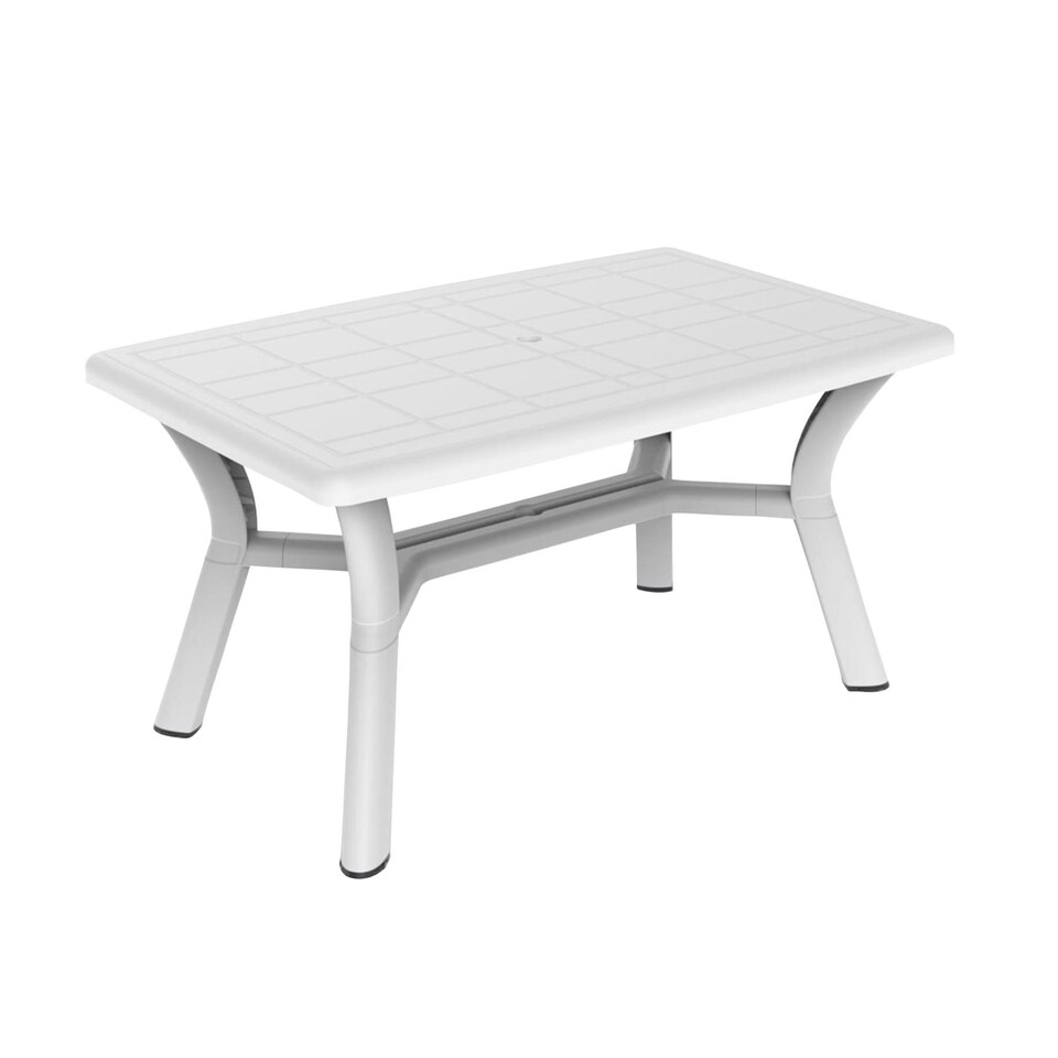 image 1 of Resol 4 Seater Tulip Rectangular Plastic Garden Dining Table - 90cm x 140cm - White