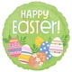 image 1 of Happy Easter Eggs Green Round Foil Helium Balloon 46cm / 18 in Green