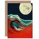 image 1 of Full Moon Over Sea Waves Birthday Art Card