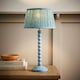 image 2 of ValueLights Bobbin Pastel Blue Table Lamp Leaf Pleated Shade