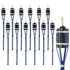 Harbour Housewares Bamboo Garden Fire Torches - 60cm - Blue - Pack of 12