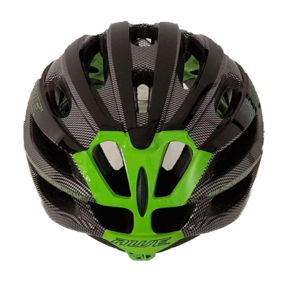 image 1 of AWE AweSprint In Mould Bike Helmet Carbon/Black/Green 58-61cm Crash Guarantee*