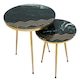 image 4 of Interiors by Premier Green Marble Side Table (Set of 2), Rich Green Marble Tabletops with Gold Iron Criss‑Cross Legs Green