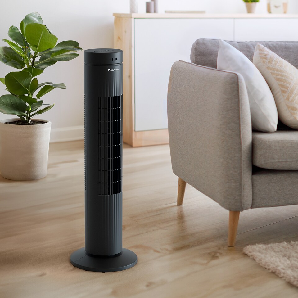 image 1 of Pro Breeze Oscillating Tower Fan with Touch Panel- Black