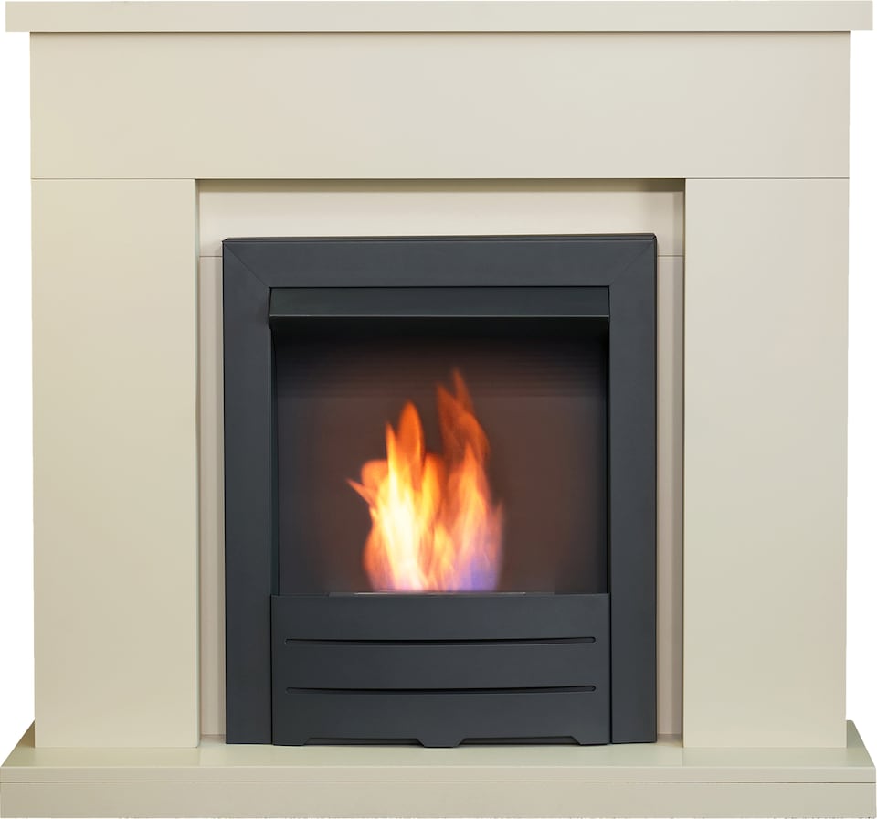 image 1 of Adam Lomond Fireplace in Stone Effect with Colorado Bio Ethanol Fire in Black, 39 Inch