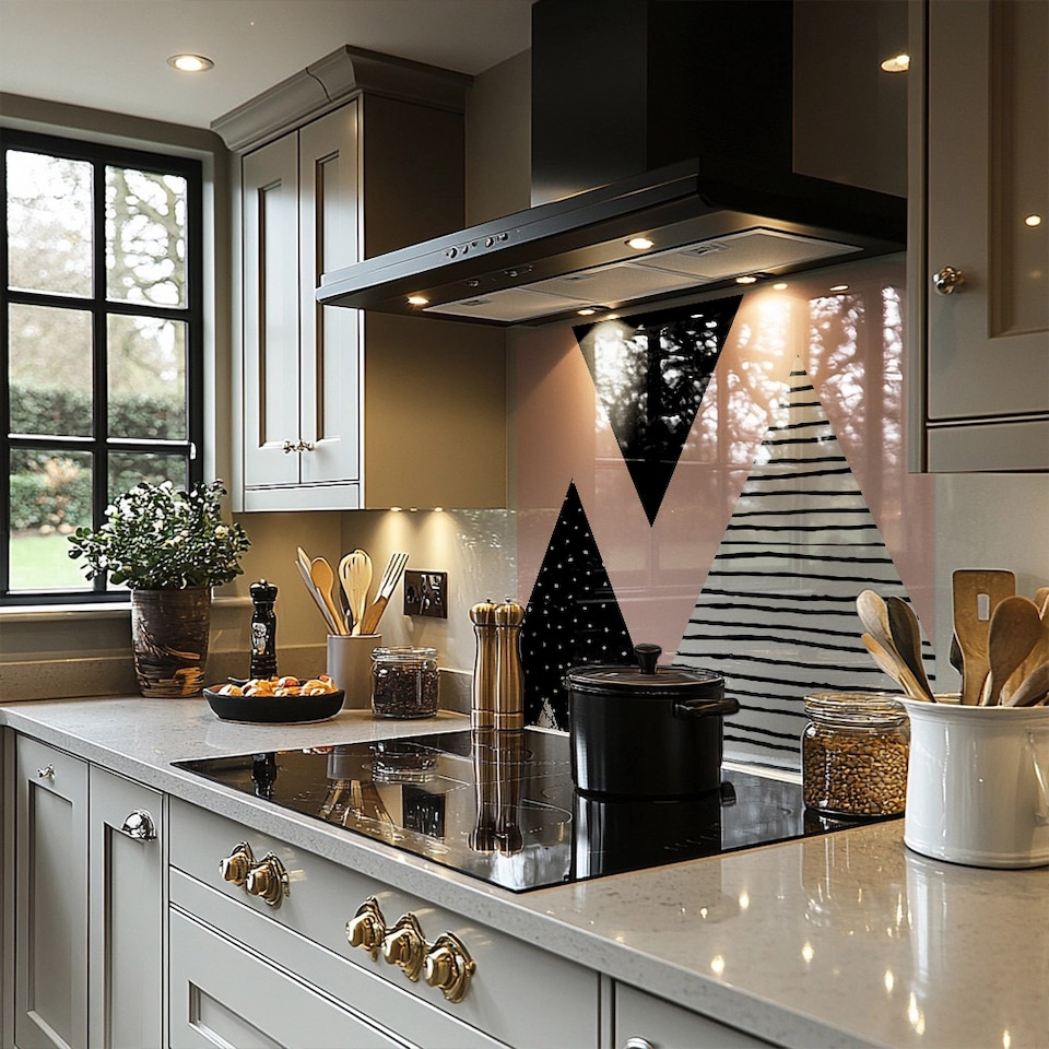 image 1 of Geometric Triangles Splash Back | White