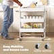 image 4 of HOMCOM 3-Tier Storage Trolley on Wheels, Rolling Utility Cart with Mesh Backets, Mobile Storage Cart for Kitchen, Bathroom, Bedroom, White | White | White