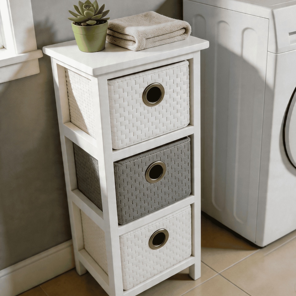 image 1 of Chest Of Drawers Wooden Hallway Storage Home Organiser Fully Assembled | White