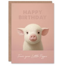 Cute Pink Little Piggie From Child For Mum Mom Birthday Card