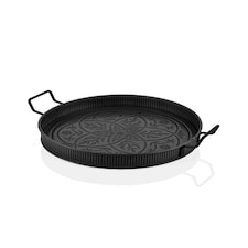 Black Round Serving Tray - 5 cm (H) x 47 cm (W) x 37 cm (D)