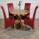 image 2 of Oregon Round Oak Dining Table with Montana Leather Chairs Red