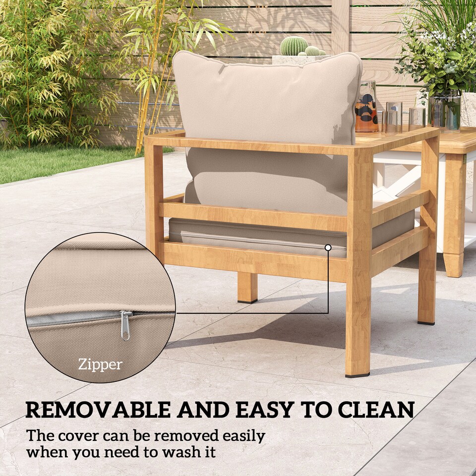 image 1 of Outsunny Cushion Set with Seat & Back Pad, CUSHION ONLY, Beige