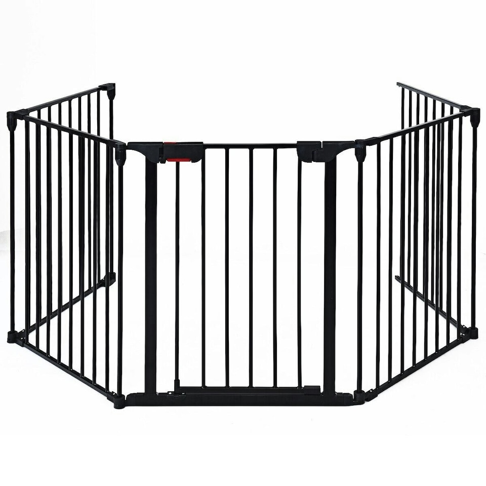 image 1 of COSTWAY 5 Panel Fireplace Fence Room Divider | Black | Not provided