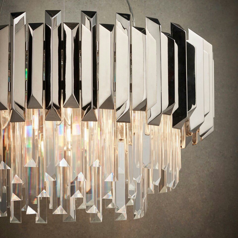 image 1 of Valetta Pendant Polished Stainless Steel & Crystal (K5) Glass 6 Light Dimmable IP20 - E14