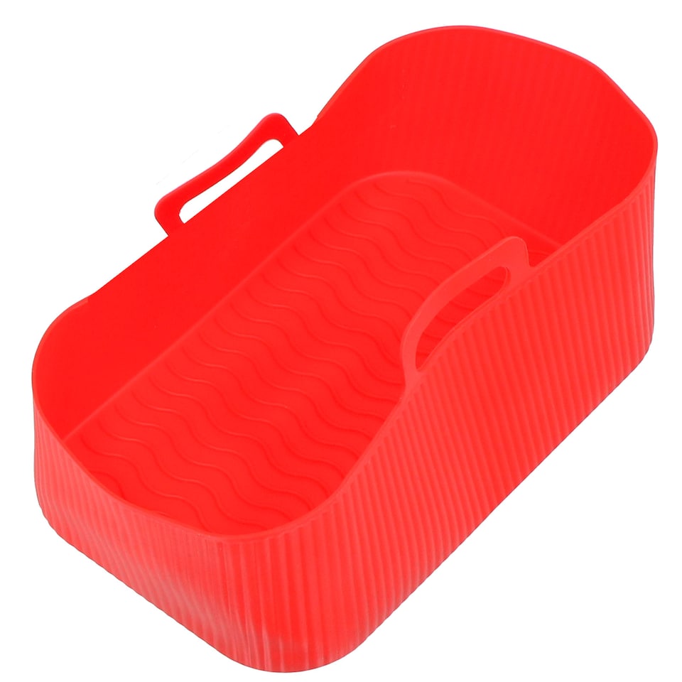 image 1 of SPARES2GO Silicone Basket Drawer Liners for Tower T17088 T17100 Vortx 9L Air Fryer (Pack of 2, Red)