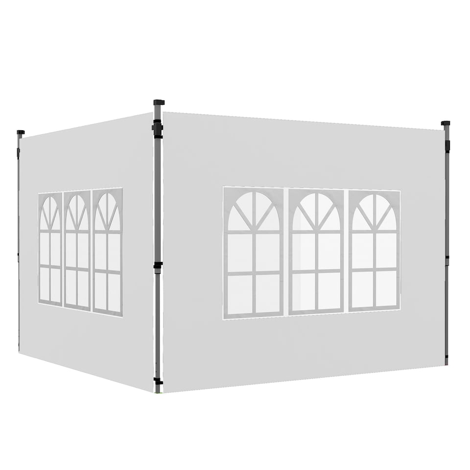 image 1 of Outsunny Gazebo Side Panels for 3x3(m) or 3x4m Pop Up Gazebo, 2 Pack, White