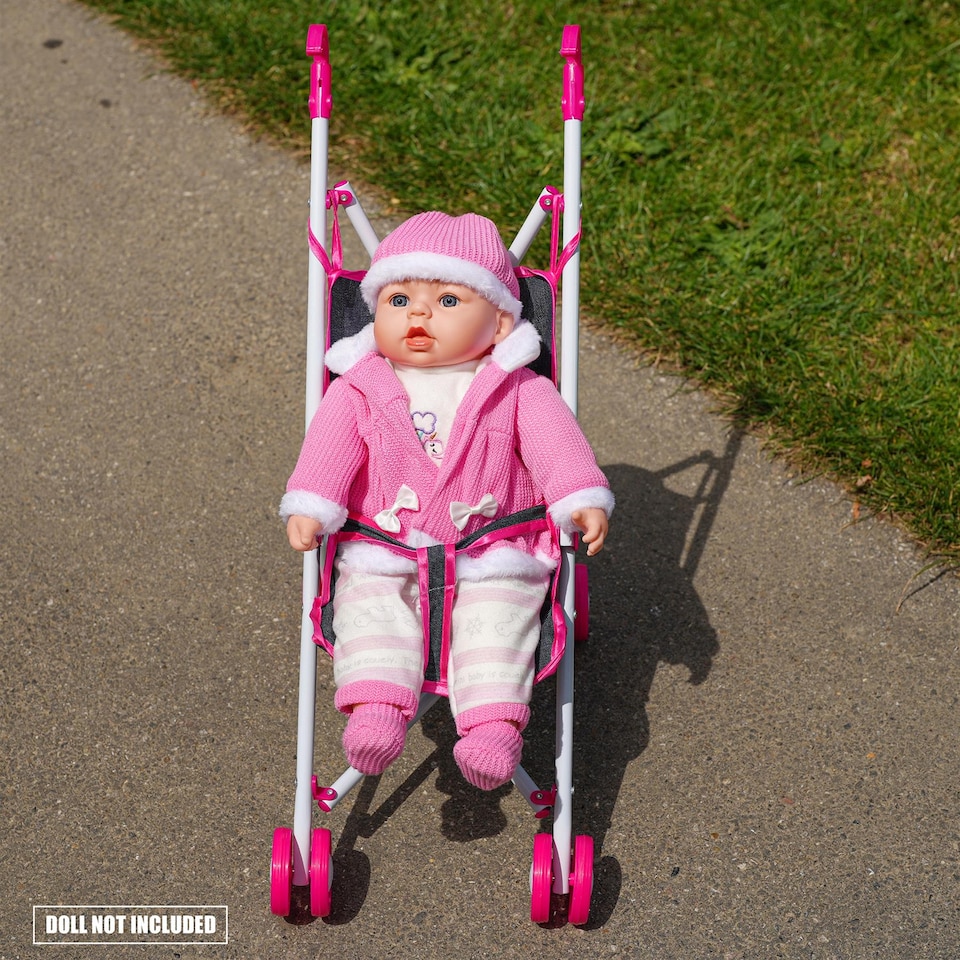 image 1 of BiBi Doll Pink & Black Foldable Dolls Buggy Stroller & Toy Pushchair for 20" Dolls