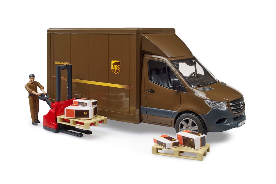 image 1 of Bruder MB Sprinter UPS with driver and accessories Delivery Vehicle Playset