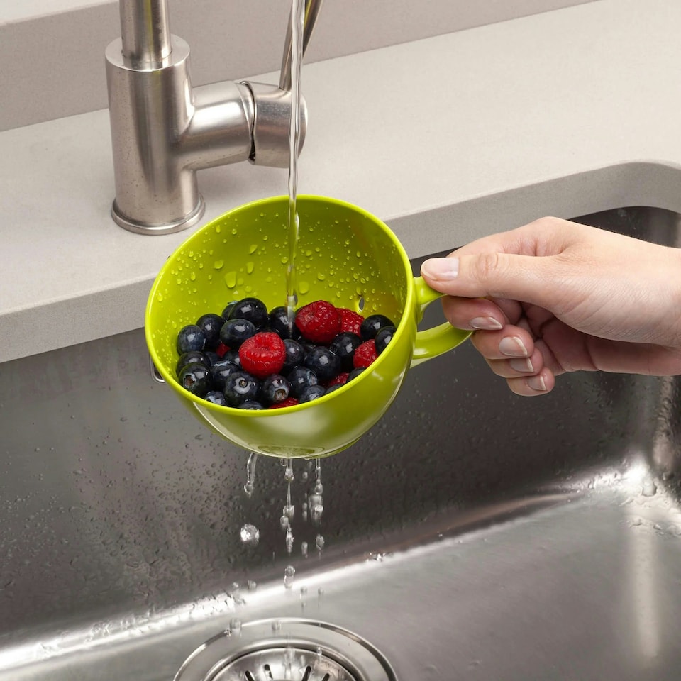image 1 of Zeal Berry Colander Cup, Melamine Fruit and Berry Strainer, Lime Green