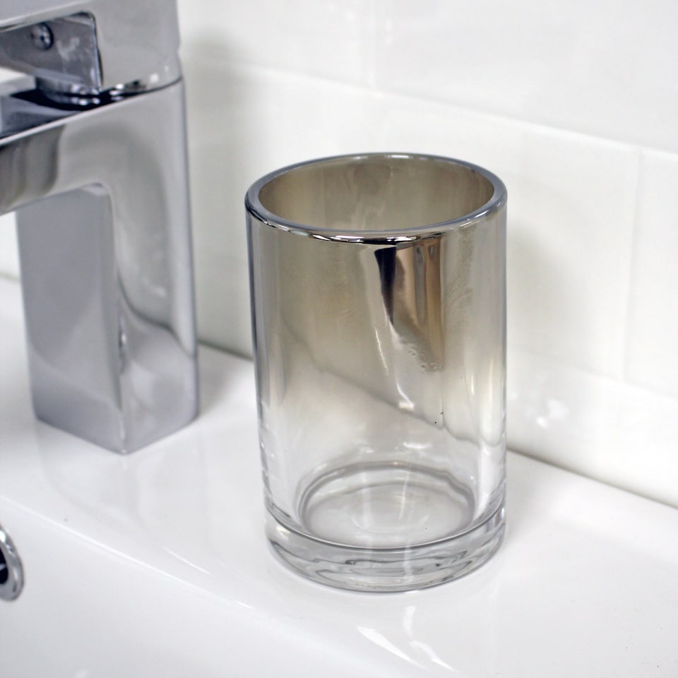 image 1 of Showerdrape Ombre Smoked Glass Tumbler/Toothbrush Holder | Clear | 1