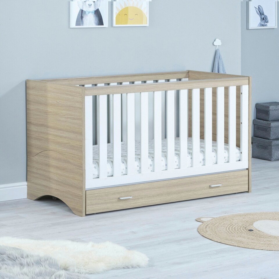image 1 of Babymore Veni 2 Piece Room Set with Drawer - Oak White