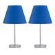 image 1 of Set of 2 Chrome Touch Operated Table Lamps with Royal Blue Shades Chrome | Blue