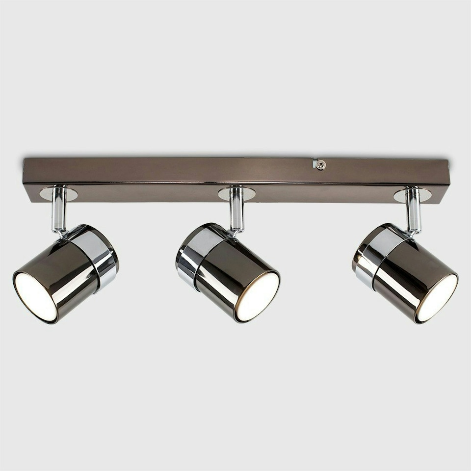 image 1 of ValueLights Rosie Spotlight 3 Way Black Chrome Ceiling Bar Spotlight | Black