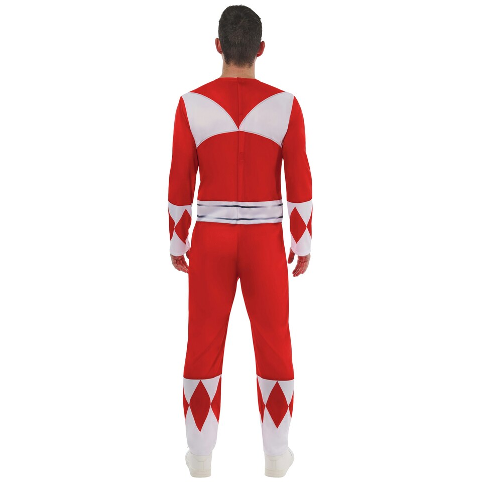 image 1 of Mighty Morphin Power Rangers Unisex Adult Red Power Ranger Costume - Red/White - S S