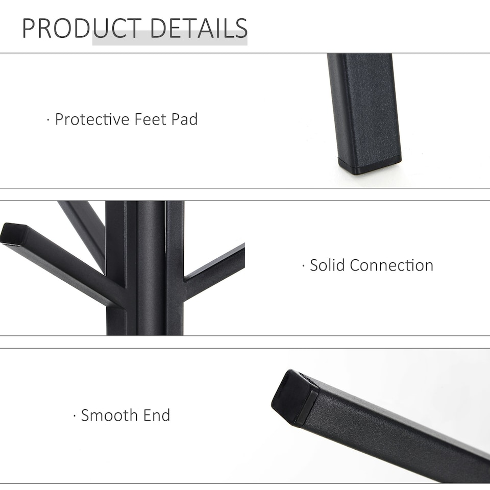 image 1 of HOMCOM 180cm Free Standing Coat Rack Metal Shelf Holder Stand Hat Hanger Brown