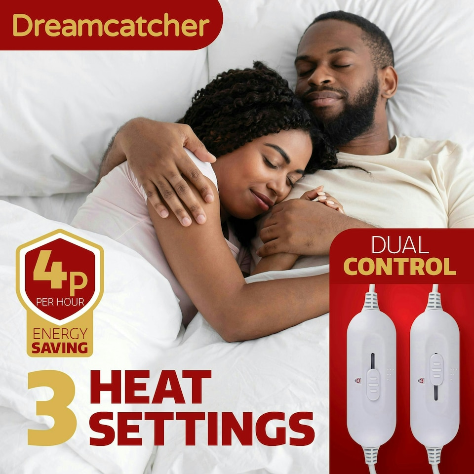 image 1 of Dreamcatcher Double Bed Electric Blanket Heated Fitted Fleece Under Blanket Cover Dual Control