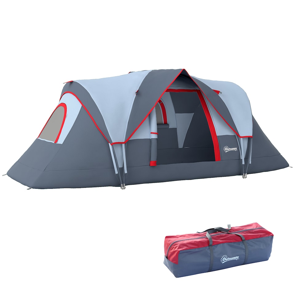 image 1 of Outsunny 5 Man Camping Tent, 3000mm Hiking Shelter, Grey