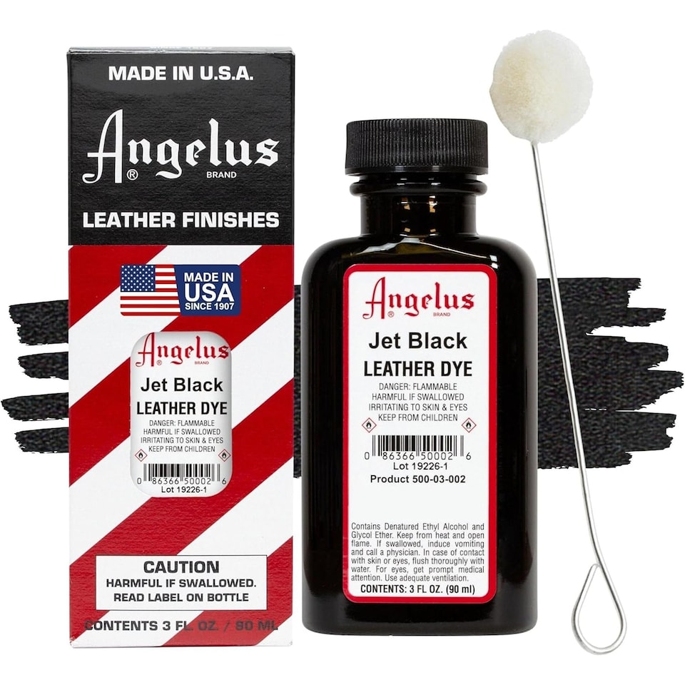image 1 of Angelus Leather Dye - Permanent Deep Penetrating Colour Change 3oz | Black | Jet Black