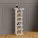 image 6 of Neo White 7 Tier Wooden Shoe Rack Slim Narrow Storage Cabinet Space-Saving Entryway Bedroom Wardrobe | White