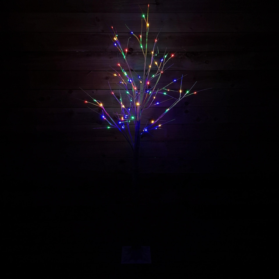 image 1 of 1.8m (6ft) Outdoor Christmas Light Up White Birch Tree with 80 Multicoloured LEDs