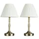 image 1 of ValueLights Sienna Pair Antique Brass Touch Table Lamps Pleat Cream Shades and Bulbs