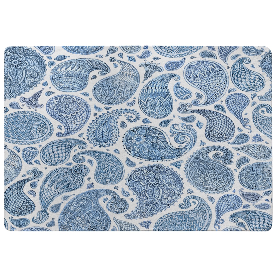 image 1 of Blue And White Bo Ho World Rug | Multi