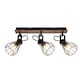 image 3 of COSYLYTE Kendan 3 Light Matt Black Wire Shade Spotlight with Wooden Backplate | Black | Walnut wood | 1