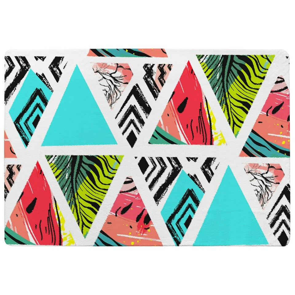 image 1 of Aztec and tropical palm leaves (Rug) Multi | Small: 60x110cm