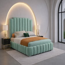6ft Superking Duck Egg Plush Velvet Tower Panel Bed Frame