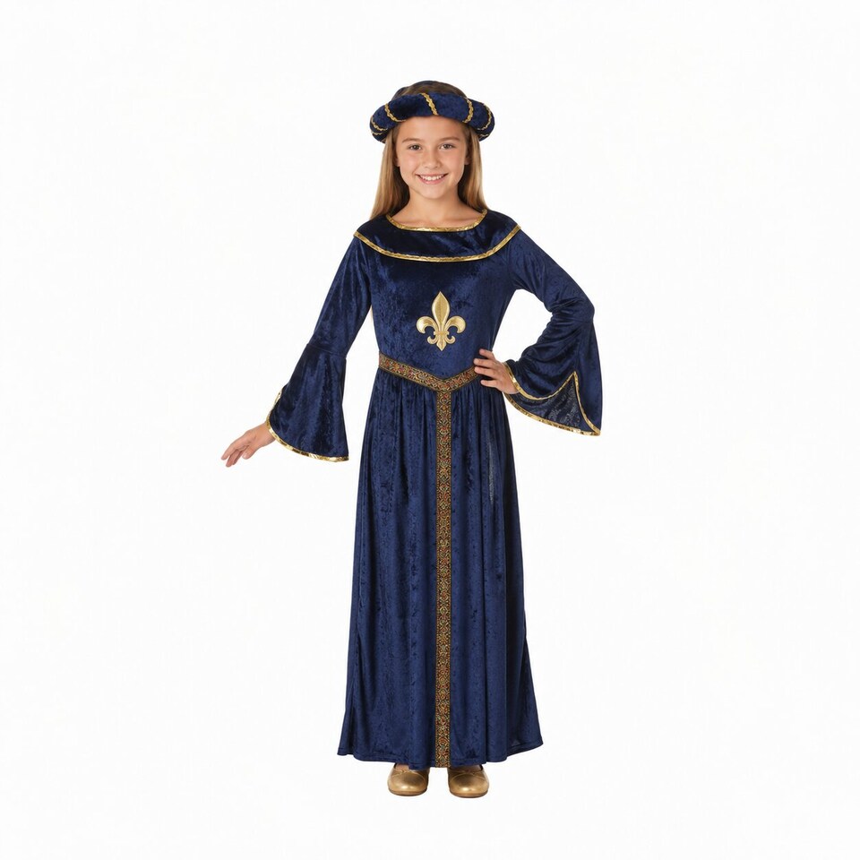 image 1 of Blue Tudor Girls Historical Medieval Kid Fancy Dress Costume Child (12-14 Years)