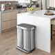 image 3 of Simplehuman 58L Recycling Rectangular Pedal Bin with Liner Pocket, Brushed Stainless Steel with Grey Plastic Lid