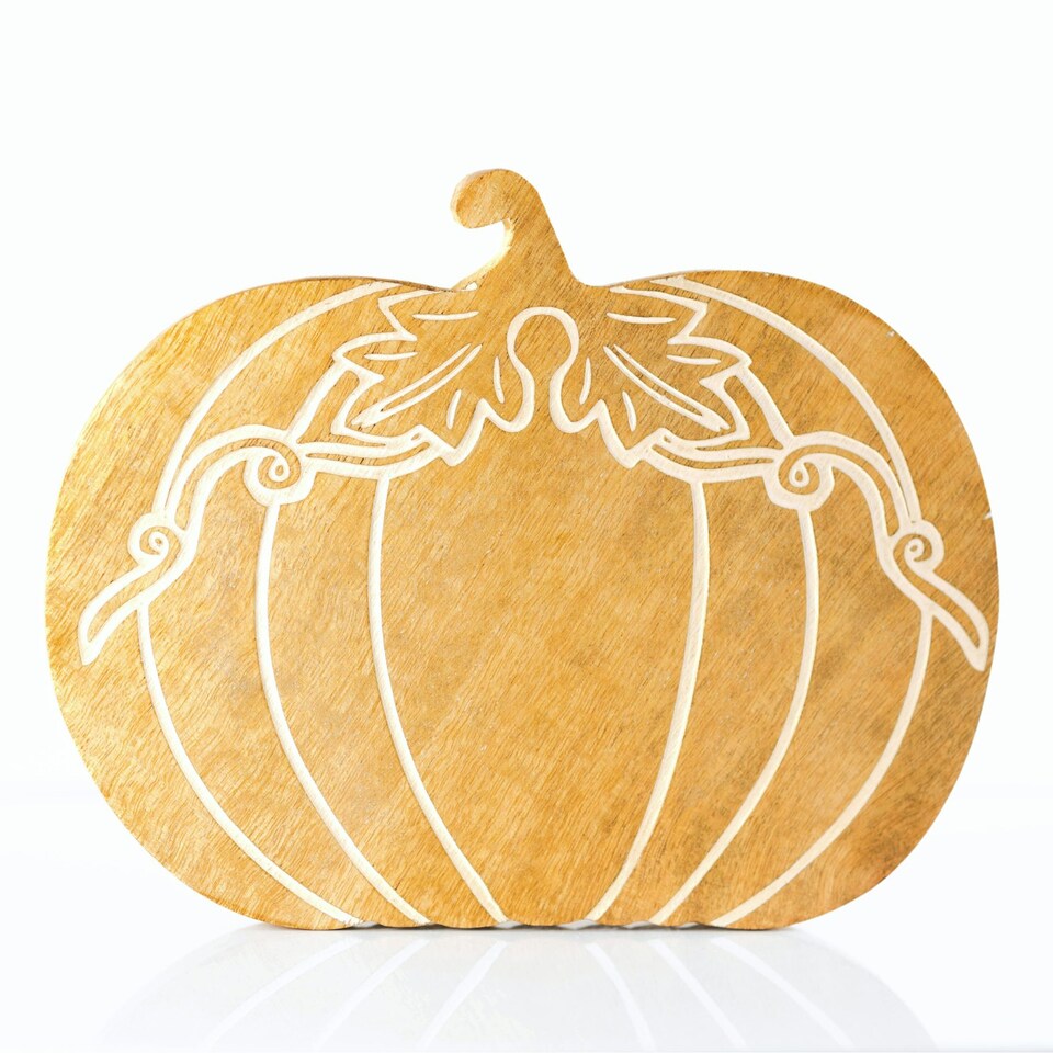 image 1 of Marco Paul25cm Wooden Pumpkin Free-Standing Autumn Decoration