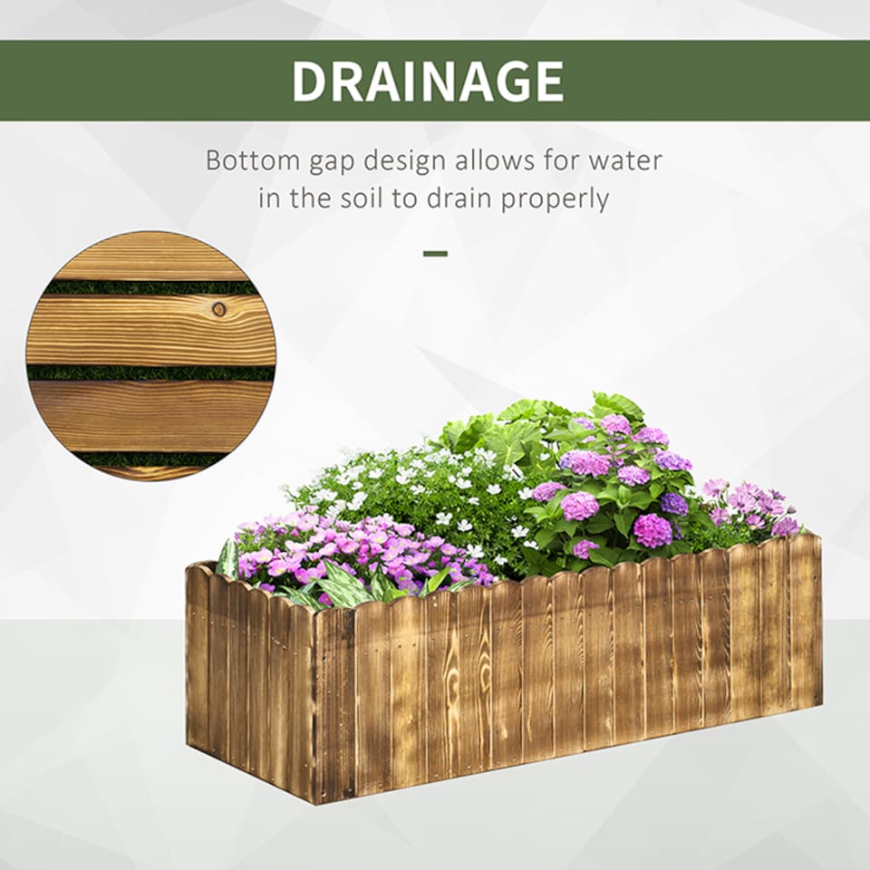 image 1 of Outsunny 109L Raised Flower Bed Garden Container Box Planter Display Wood | Brown | Natural Wood Color