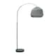 image 3 of ValueLights Louis Black Arched Curved Floor Lamp with Grey Rope Dome Lamp Shade