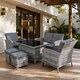 image 2 of 6 Piece Rattan Garden Furniture Set with Tempered Glass Top Table