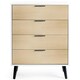 image 3 of Oak and Matt White Wide Chest of Drawers (4 Drawers)